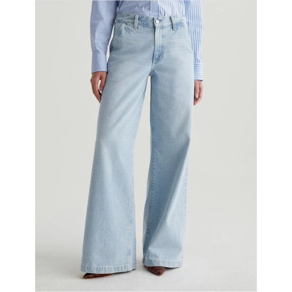 AG Jeans Stella Low Sling Palazzo Wide Leg Light Wash Blue Idol Rigid Denim 28